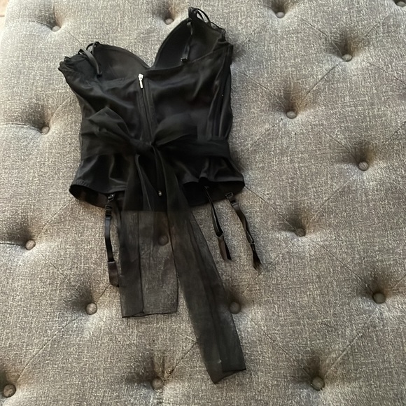 Black Goth Dark Fairy Halloween Bustier Corset w/ ties - Picture 2 of 8